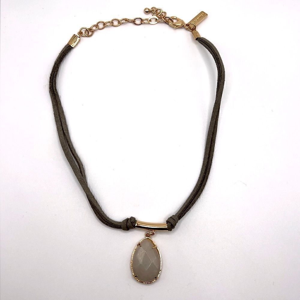 *3/$20* The Limited gray suede choker necklace w/ gold tone metal & gray stone